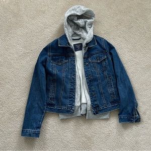 Abercrombie Jean jacket with attached zip up hoodie